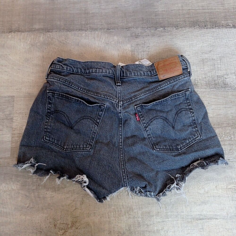 Levi's 501 Shorts Womens W31 mid Rise Button Fly Cut Off Stretchy Gray Premium